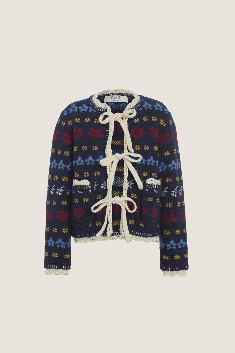Navy Preston Knit Tie Front Cardigan