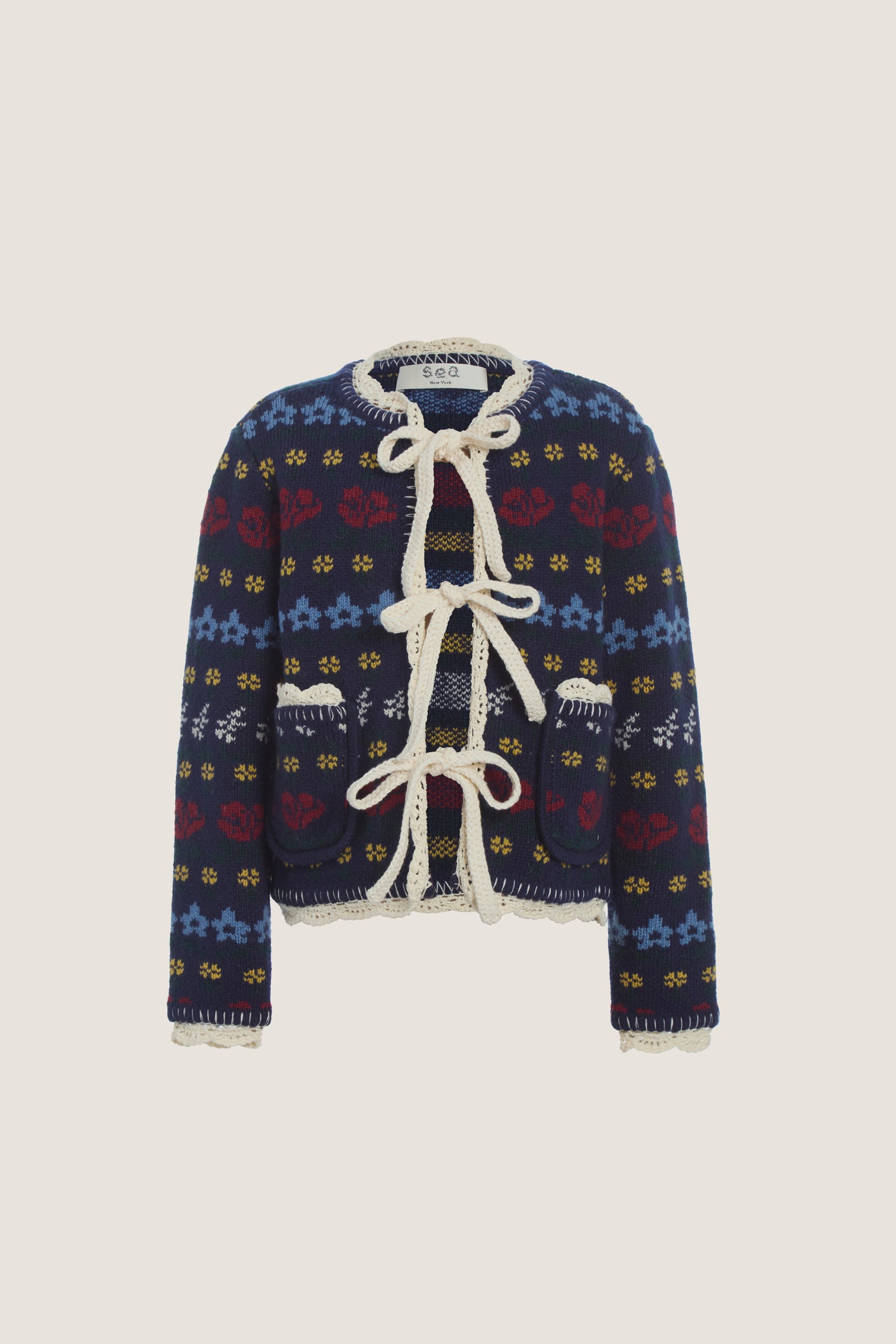 Navy Preston Knit Tie Front Cardigan