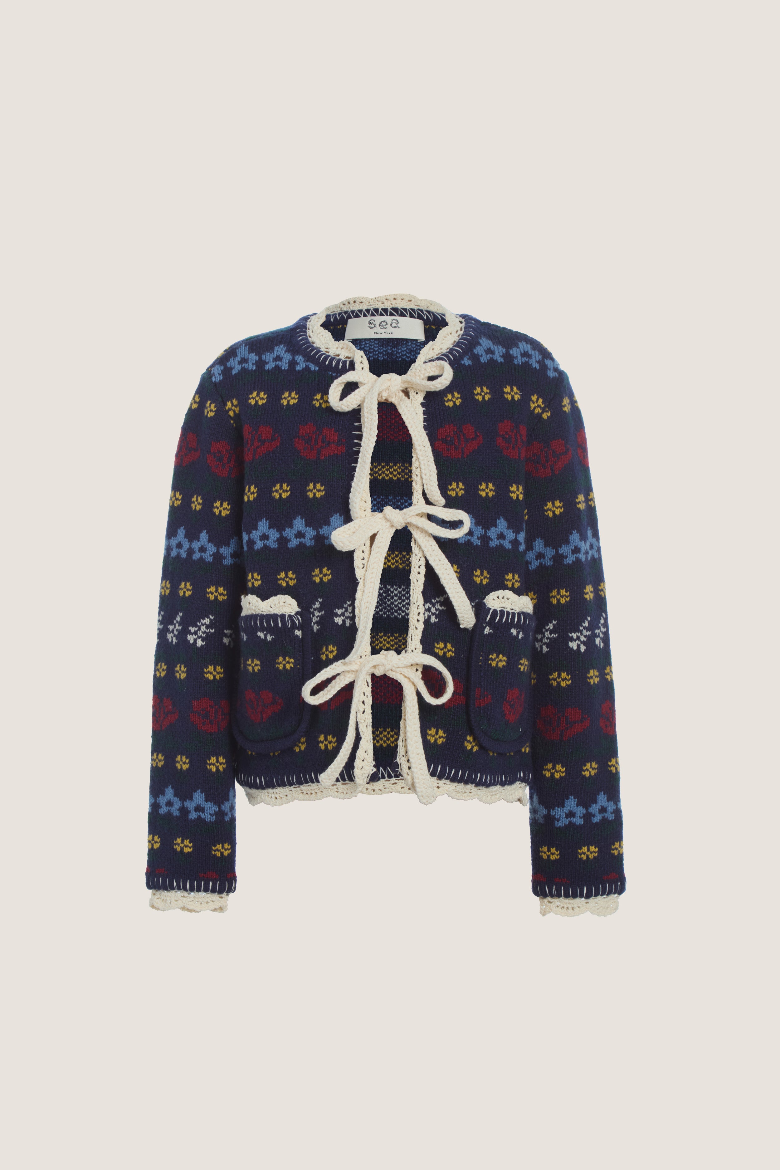 Navy Preston Knit Tie Front Cardigan