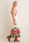 Cream Wilhelmina Embroidery Sleeveless Midi Dress