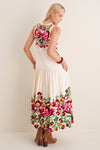 Cream Wilhelmina Embroidery Sleeveless Midi Dress