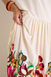 Cream Wilhelmina Embroidery Sleeveless Midi Dress
