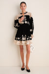 Black Shiloh Embroidery Long Sleeve Mini Dress