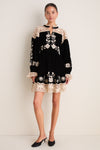 Black Shiloh Embroidery Long Sleeve Mini Dress