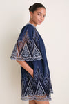 Blue Vali Embroidery Mini Dress