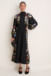 Black Ruwa Embroidery Long Sleeve Dress