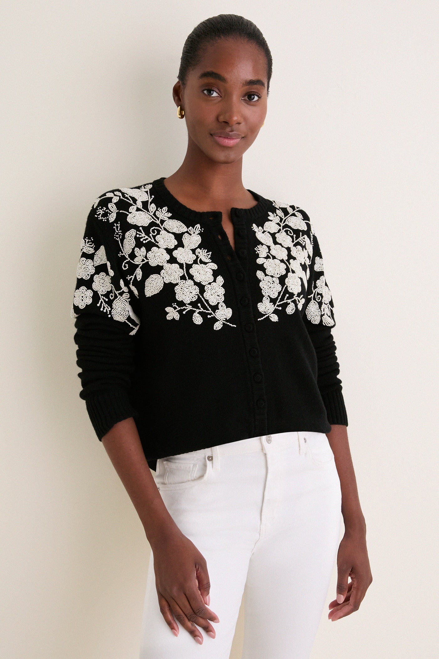 Black Shiloh Embroidery Long Sleeve Cardigan