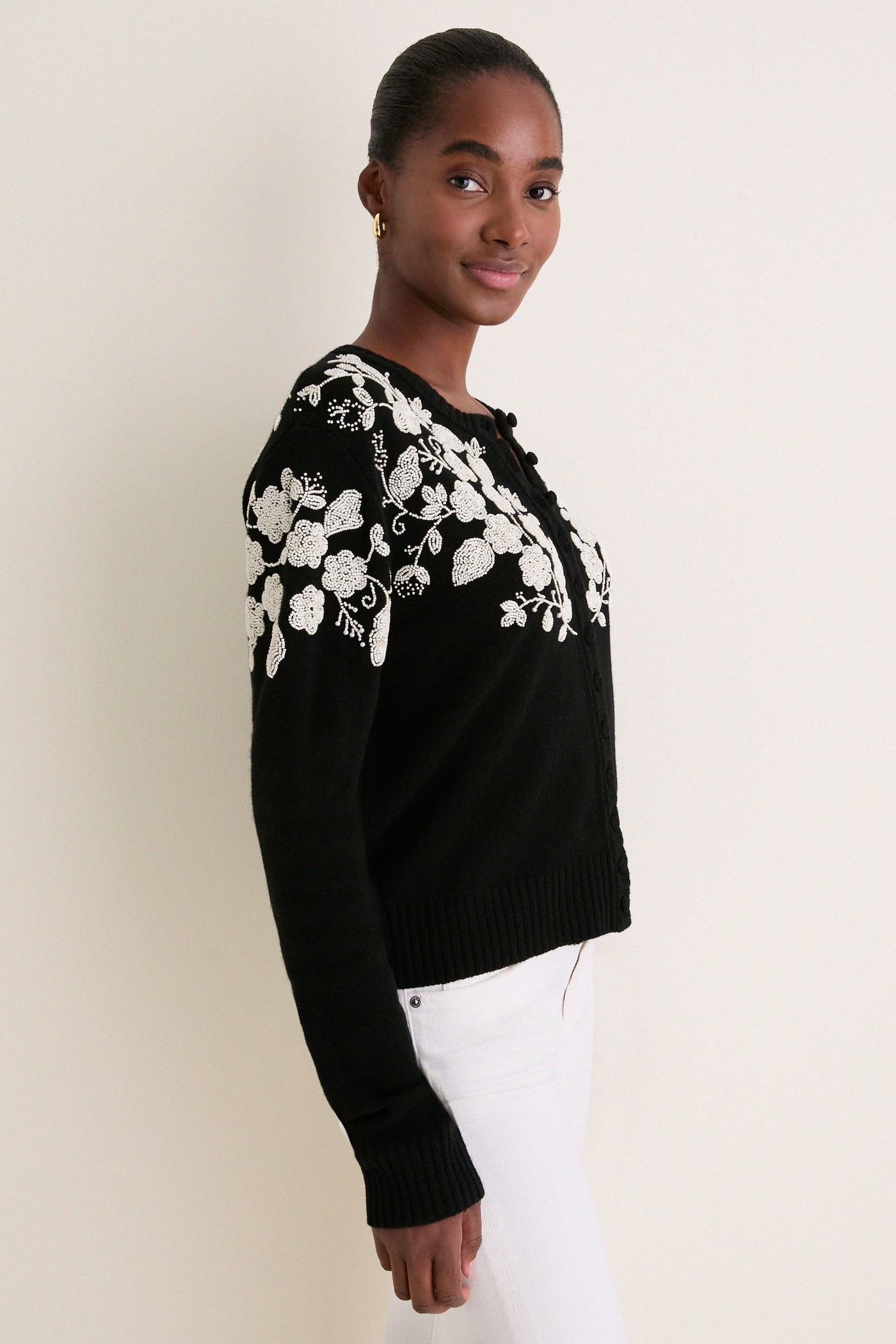 Black Shiloh Embroidery Long Sleeve Cardigan