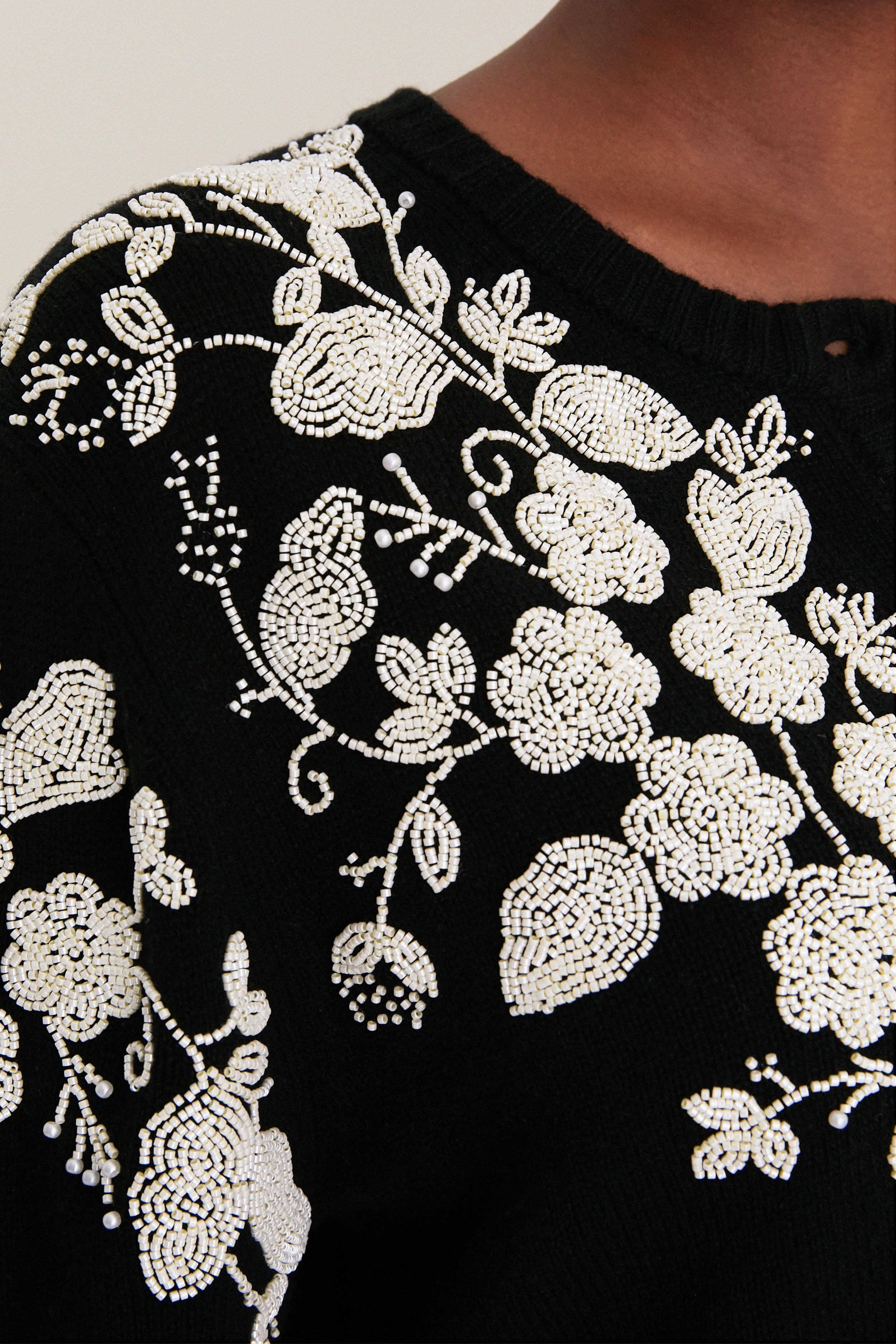 Black Shiloh Embroidery Long Sleeve Cardigan