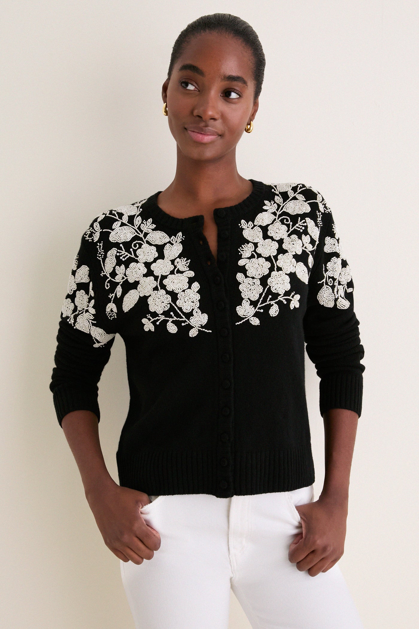 Black Shiloh Embroidery Long Sleeve Cardigan