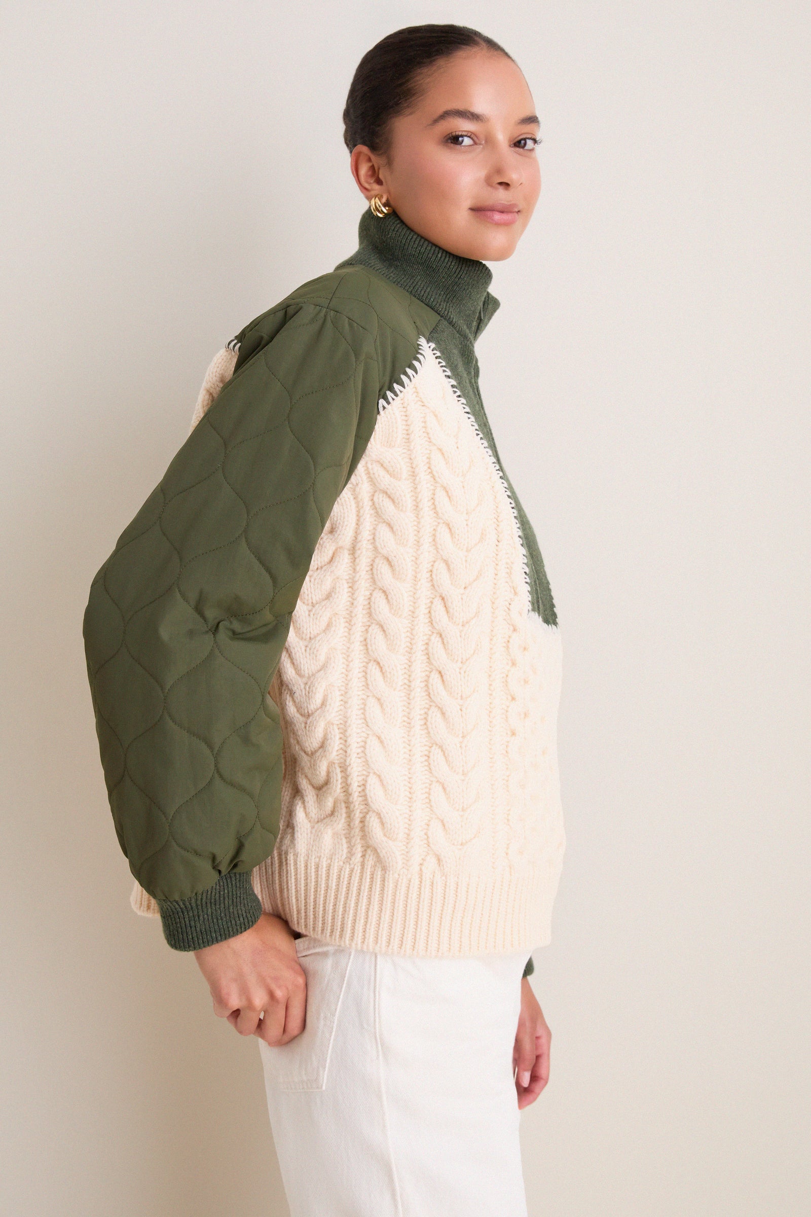 Army Allen Cable Half Zip Combo Pullover