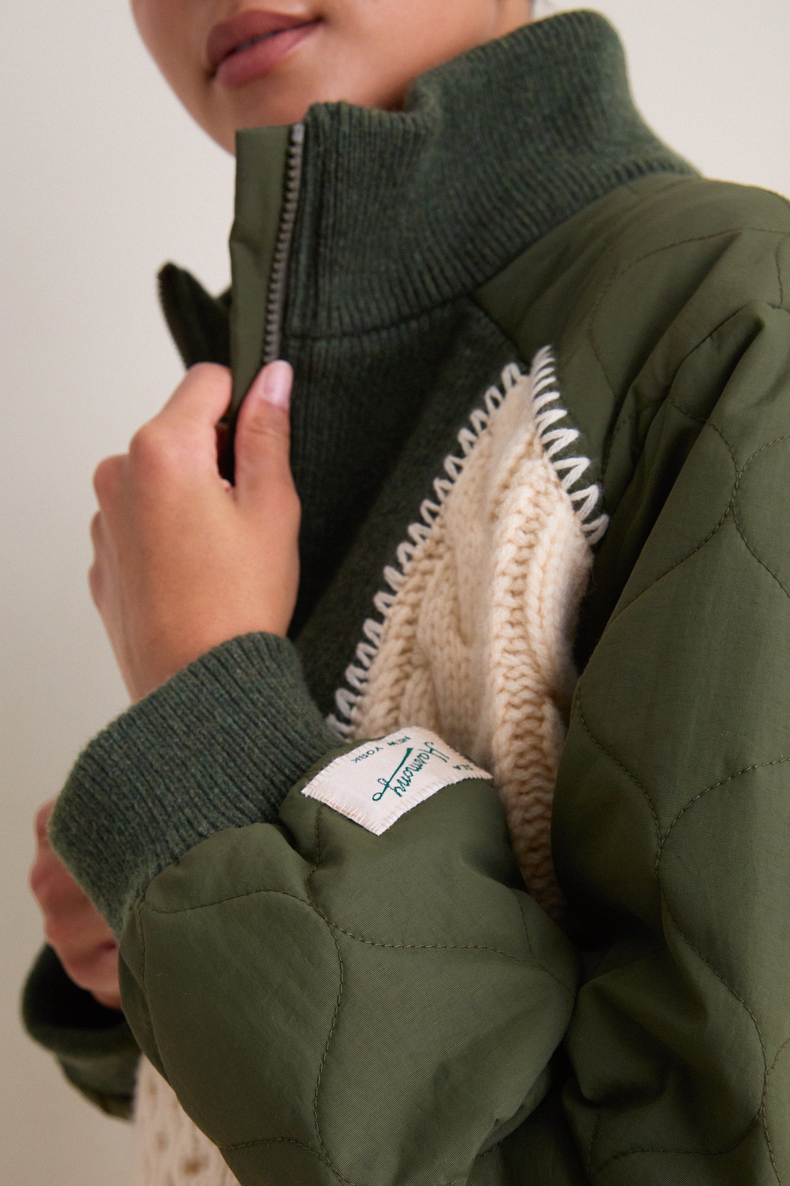 Army Allen Cable Half Zip Combo Pullover