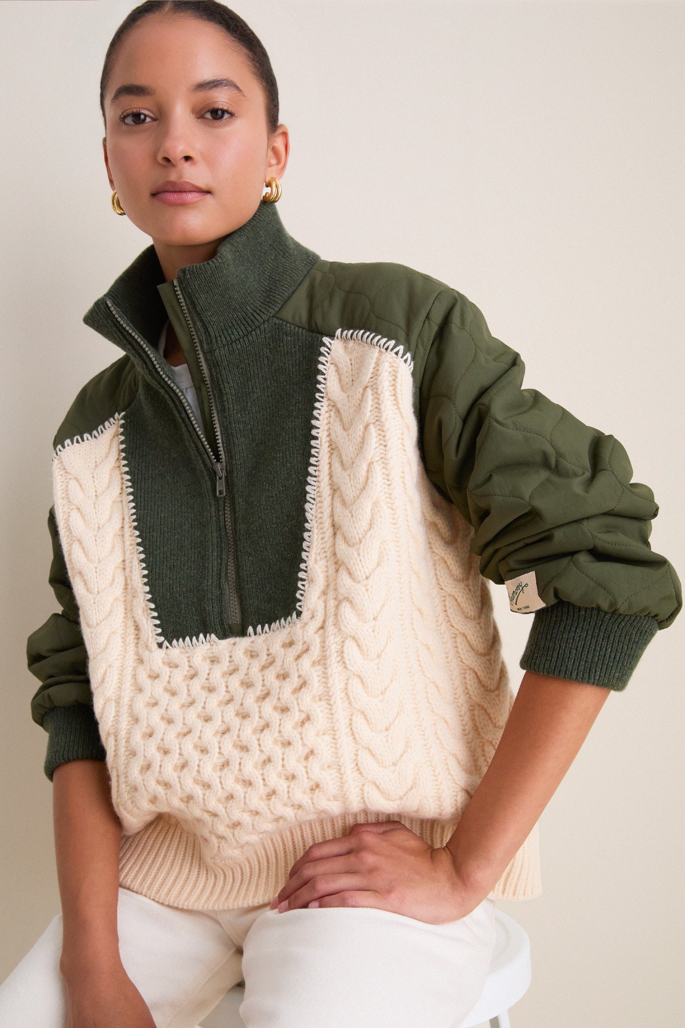 Army Allen Cable Half Zip Combo Pullover