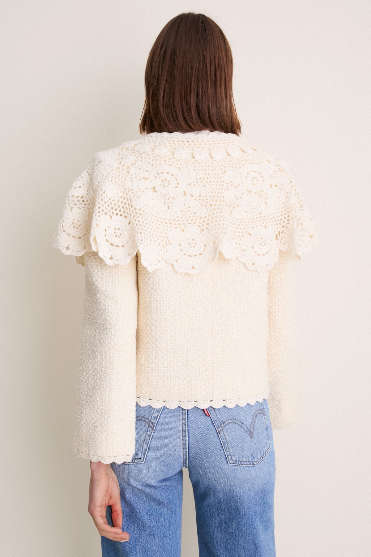Cream Wright Knit Cape Jacket