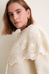 Cream Wright Knit Cape Jacket