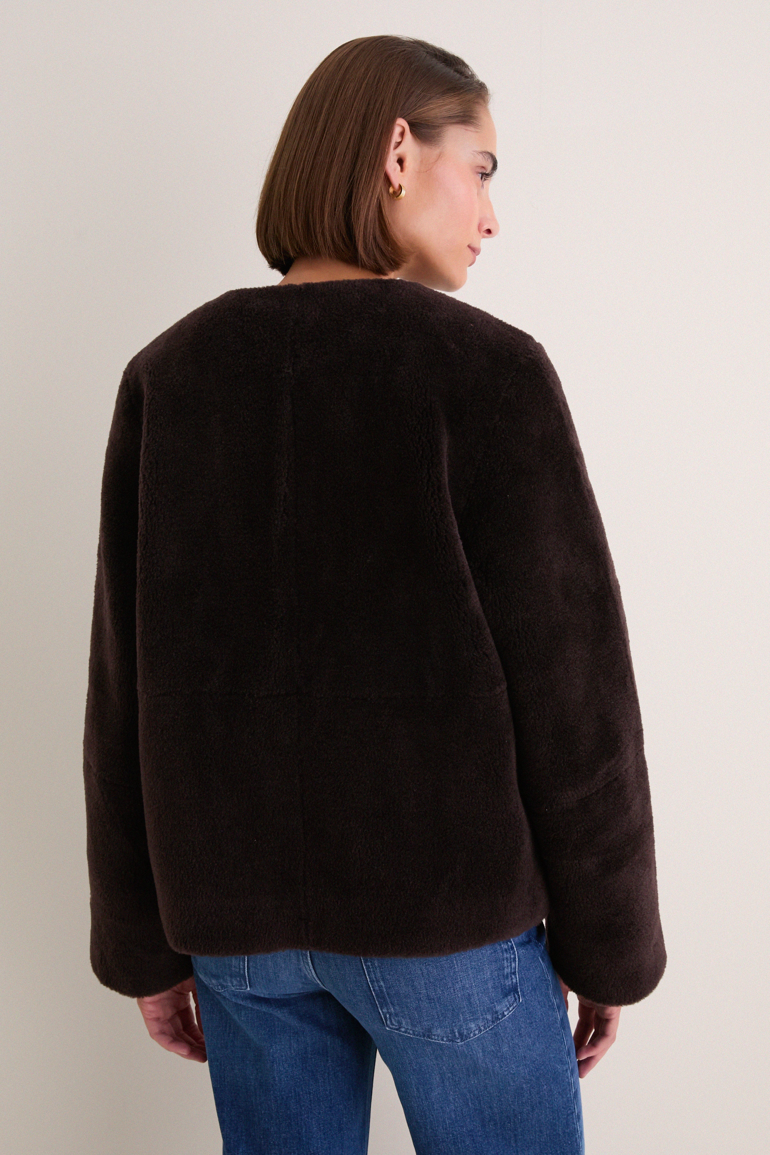 Brown Annie Shearling Long Sleeve Coat