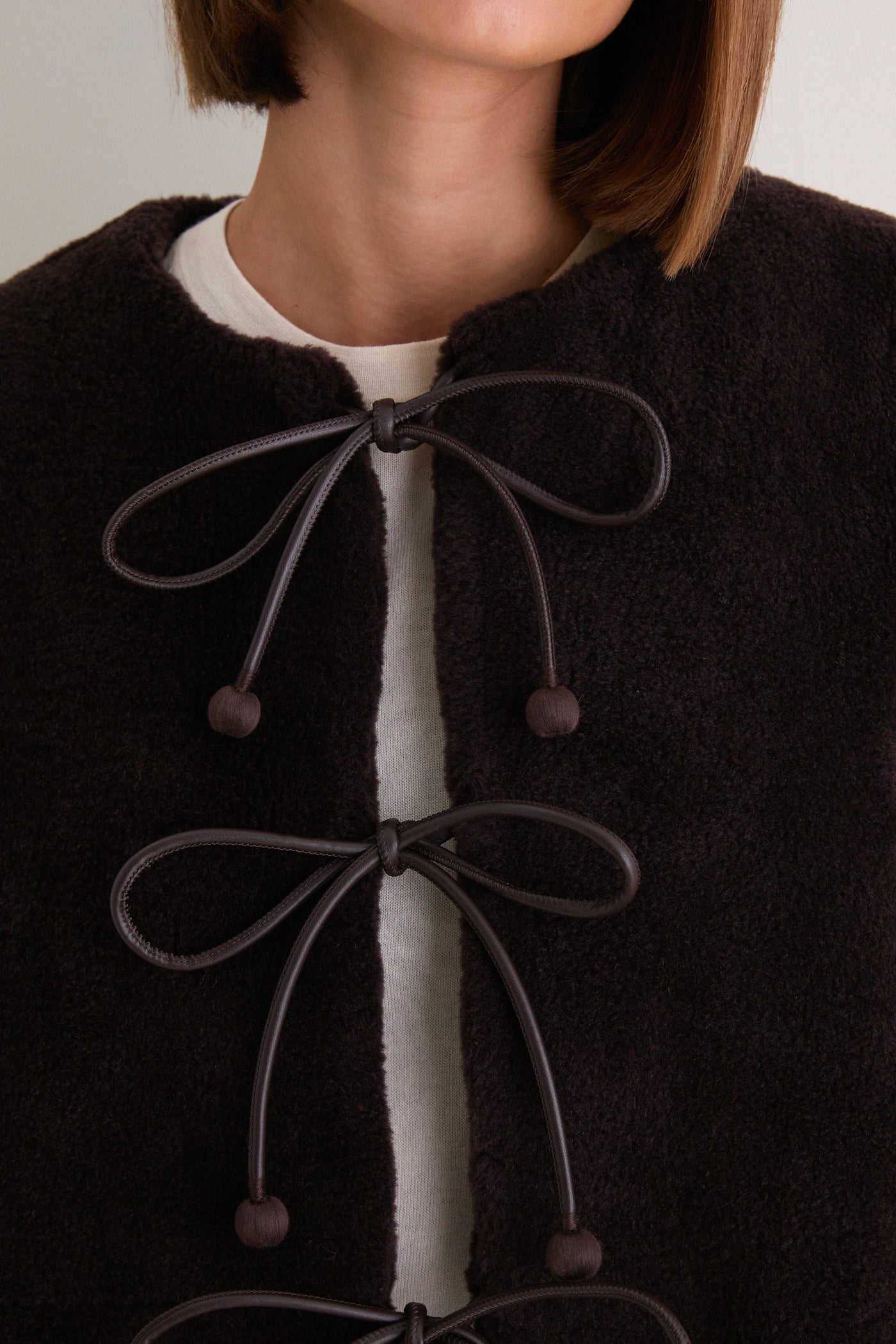 Brown Annie Shearling Long Sleeve Coat