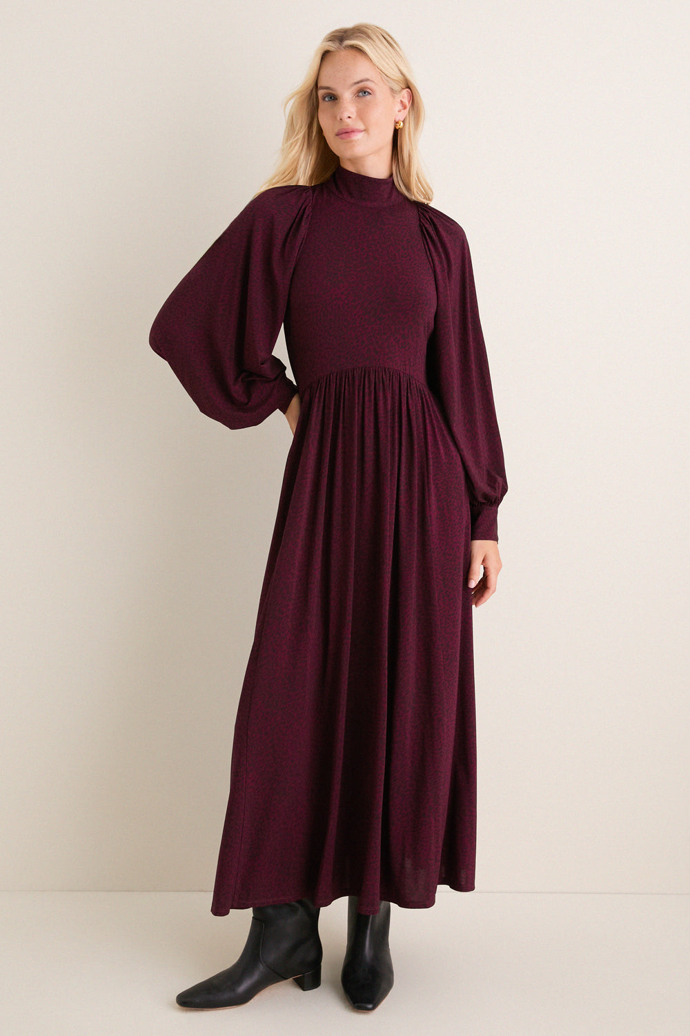 Sea New York Burgundy Charlize Print Raglan Sleeve Dress Burgundy / L