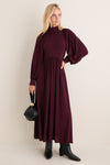 Burgundy Charlize Print Raglan Sleeve Dress