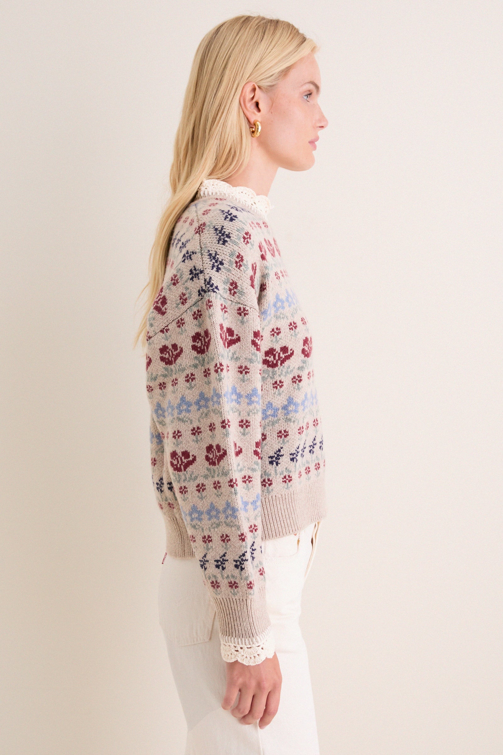 Cream Preston Knit Crew Neck Sweater