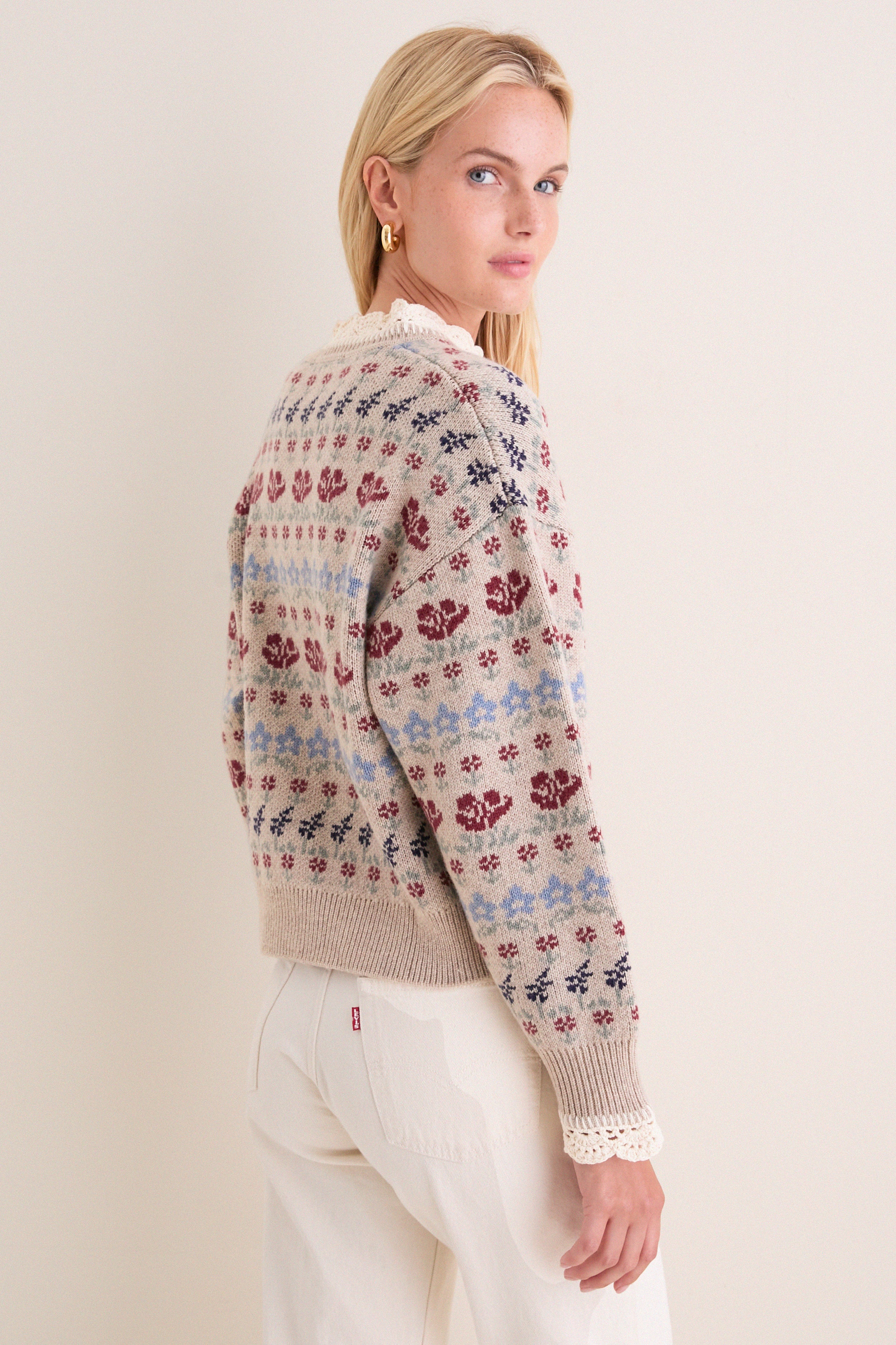 Cream Preston Knit Crew Neck Sweater