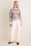 Cream Preston Knit Crew Neck Sweater
