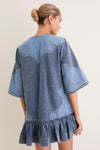 Blue Jesse Denim Applique Mini Dress