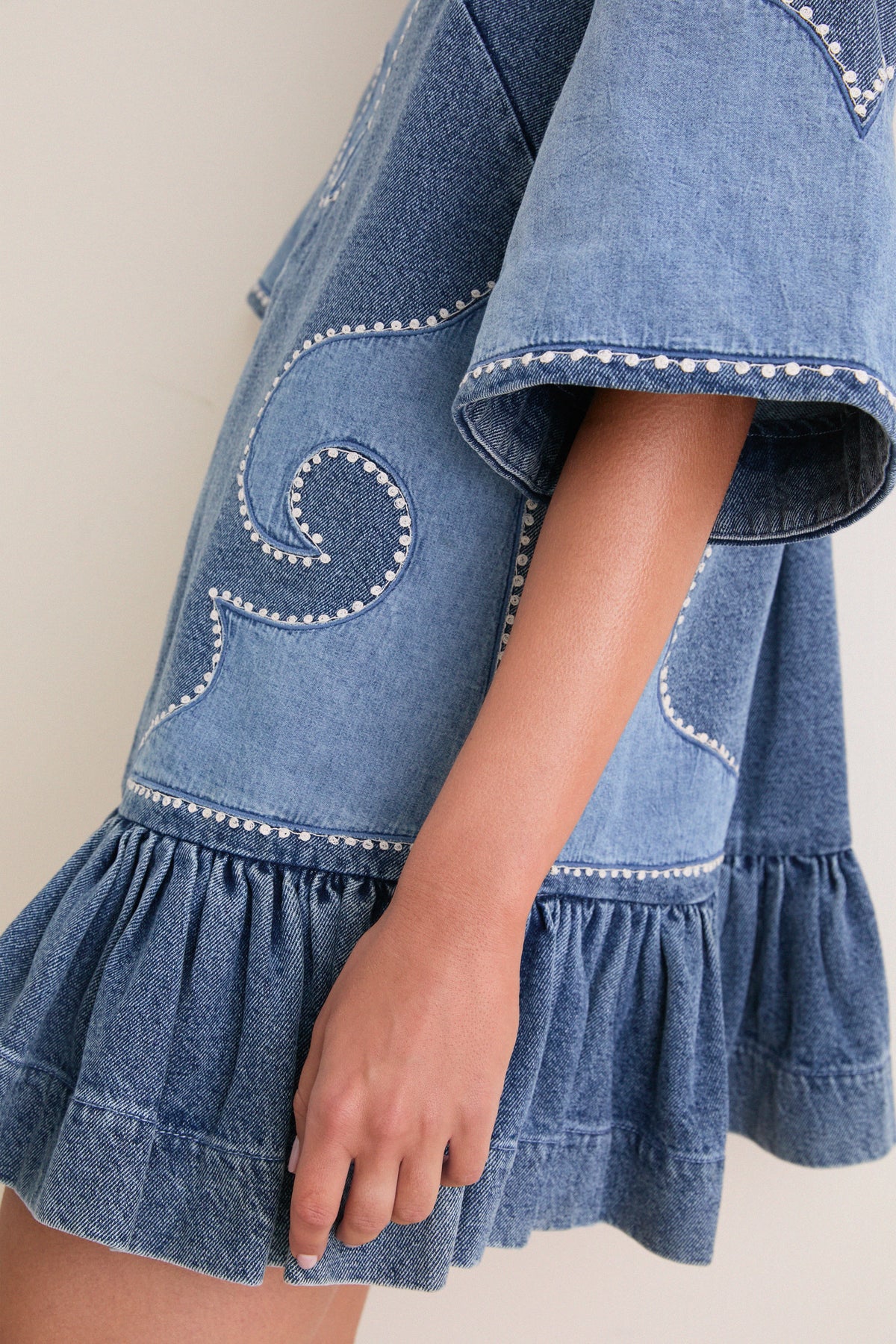 Blue Jesse Denim Applique Mini Dress