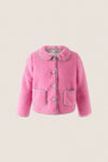 Pink Shearling Floral Trim Jacket