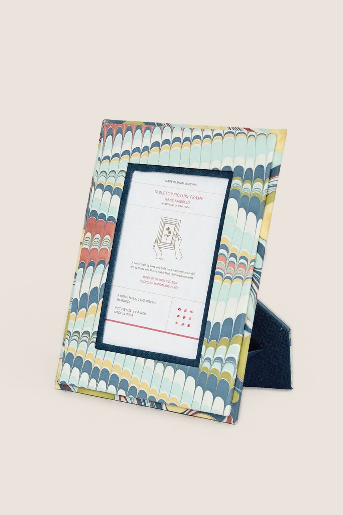 Ocean Mountain Hand Marbled Tabletop Picture Frame | Craft Boat