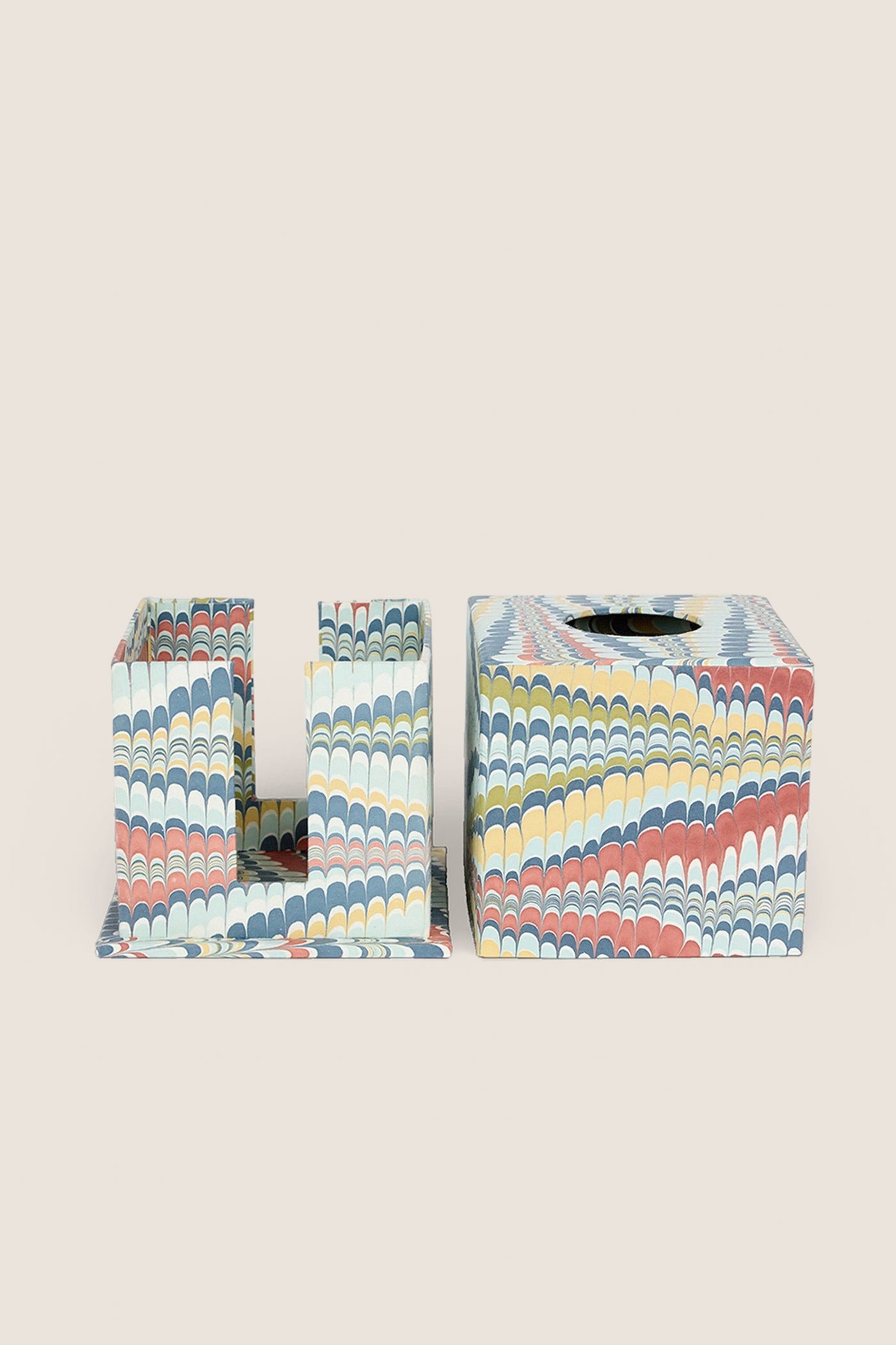 Ocean Mountain Hand Marbled Square Tissue Box | Craft Boat