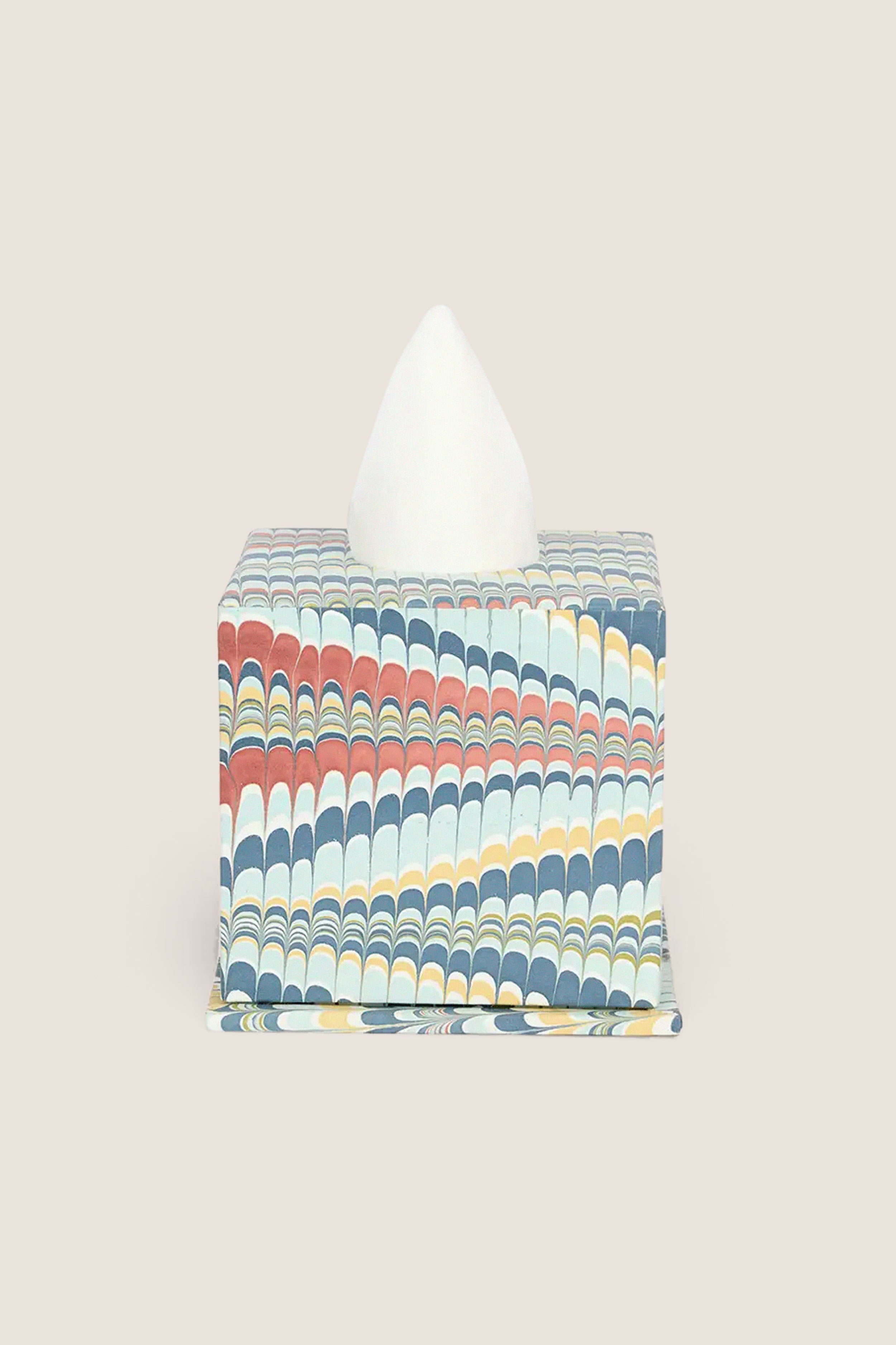 Ocean Mountain Hand Marbled Square Tissue Box