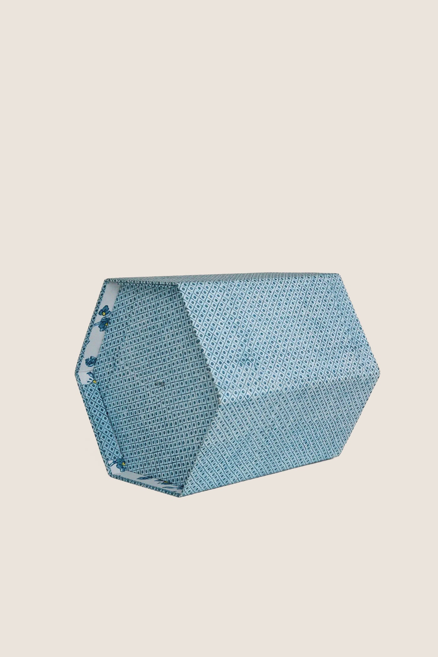 Dot and Grid Blue Block Printed Hexagon Collapsible Basket | Craft Boat