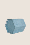 Dot and Grid Blue Block Printed Hexagon Collapsible Basket