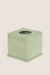 Dot and Grid Green Screen Printed Square Tissue Box