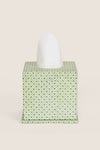 Dot and Grid Green Screen Printed Square Tissue Box