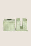 Dot and Grid Green Screen Printed Square Tissue Box