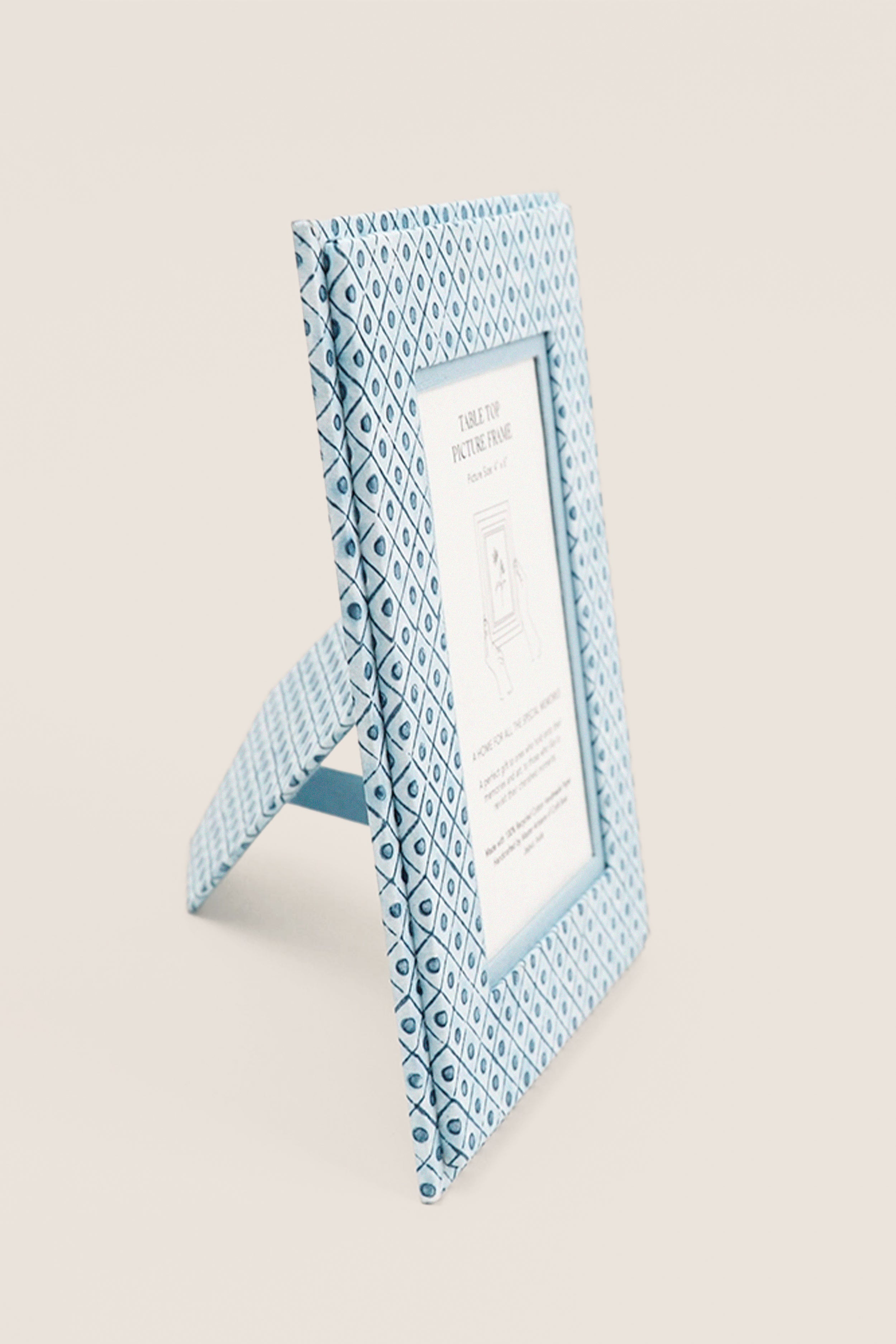Dot and Grid Indigo Screen Printed Tabletop Picture Frame