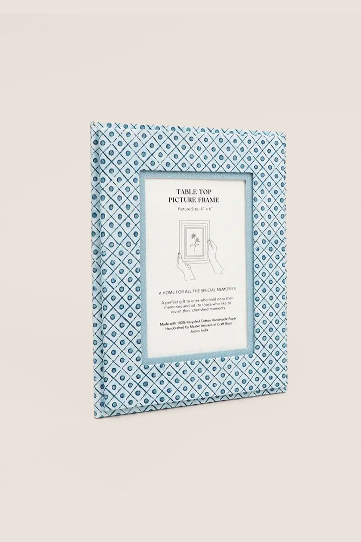 Dot and Grid Indigo Screen Printed Tabletop Picture Frame | Craft Boat