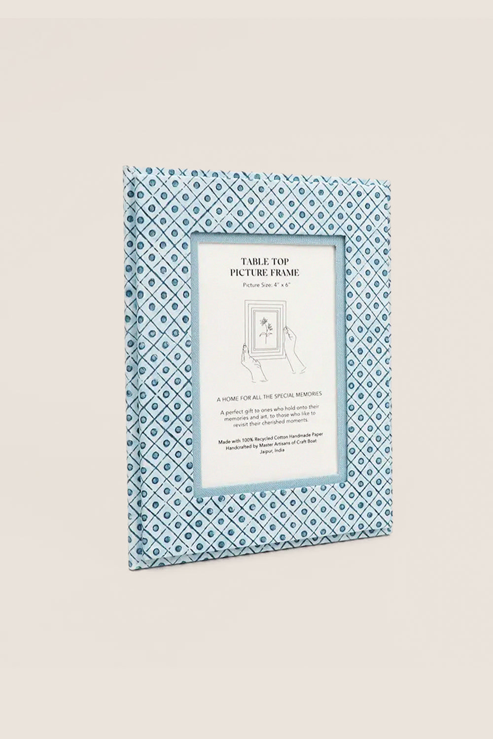 Dot and Grid Indigo Screen Printed Tabletop Picture Frame