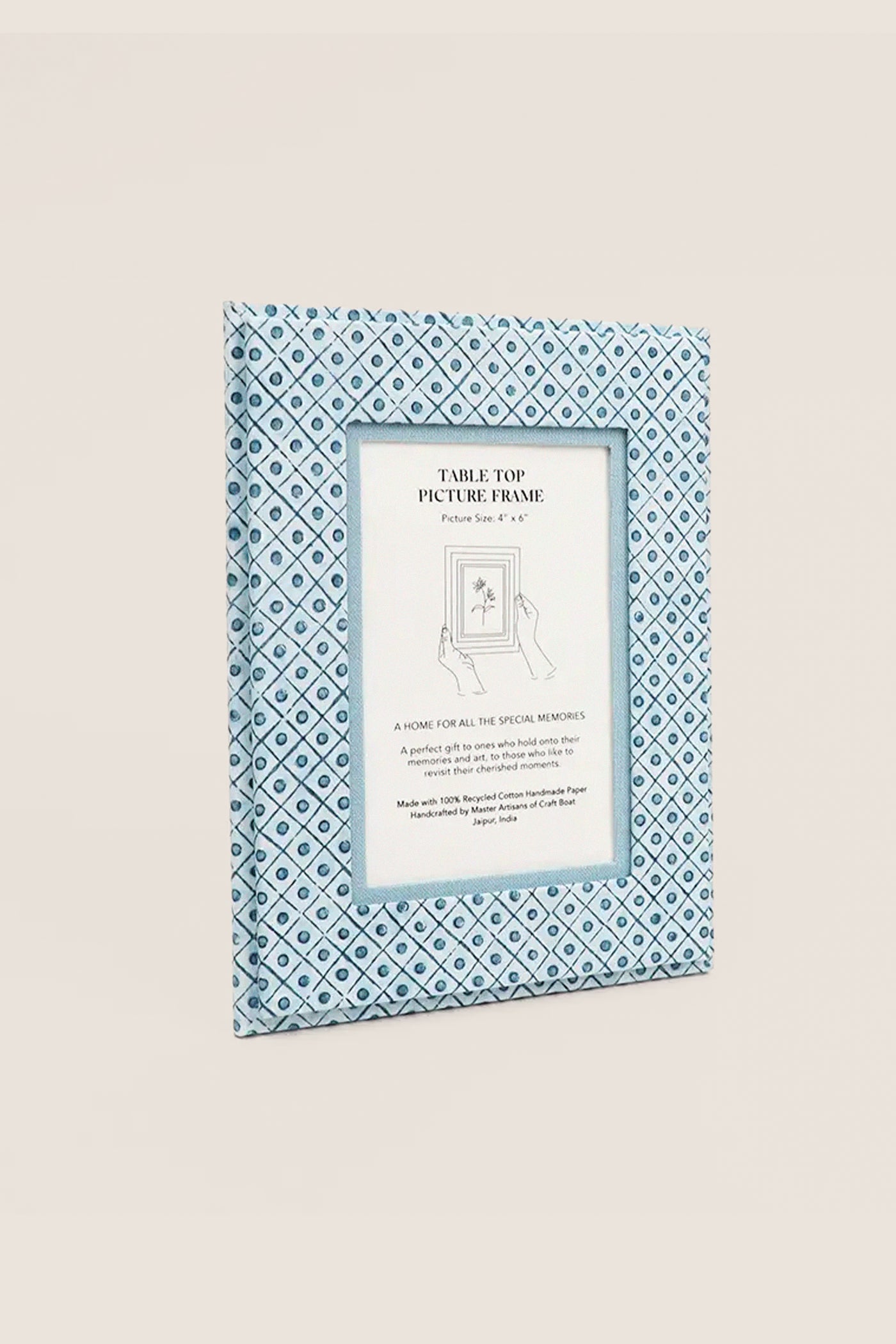 Dot and Grid Indigo Screen Printed Tabletop Picture Frame