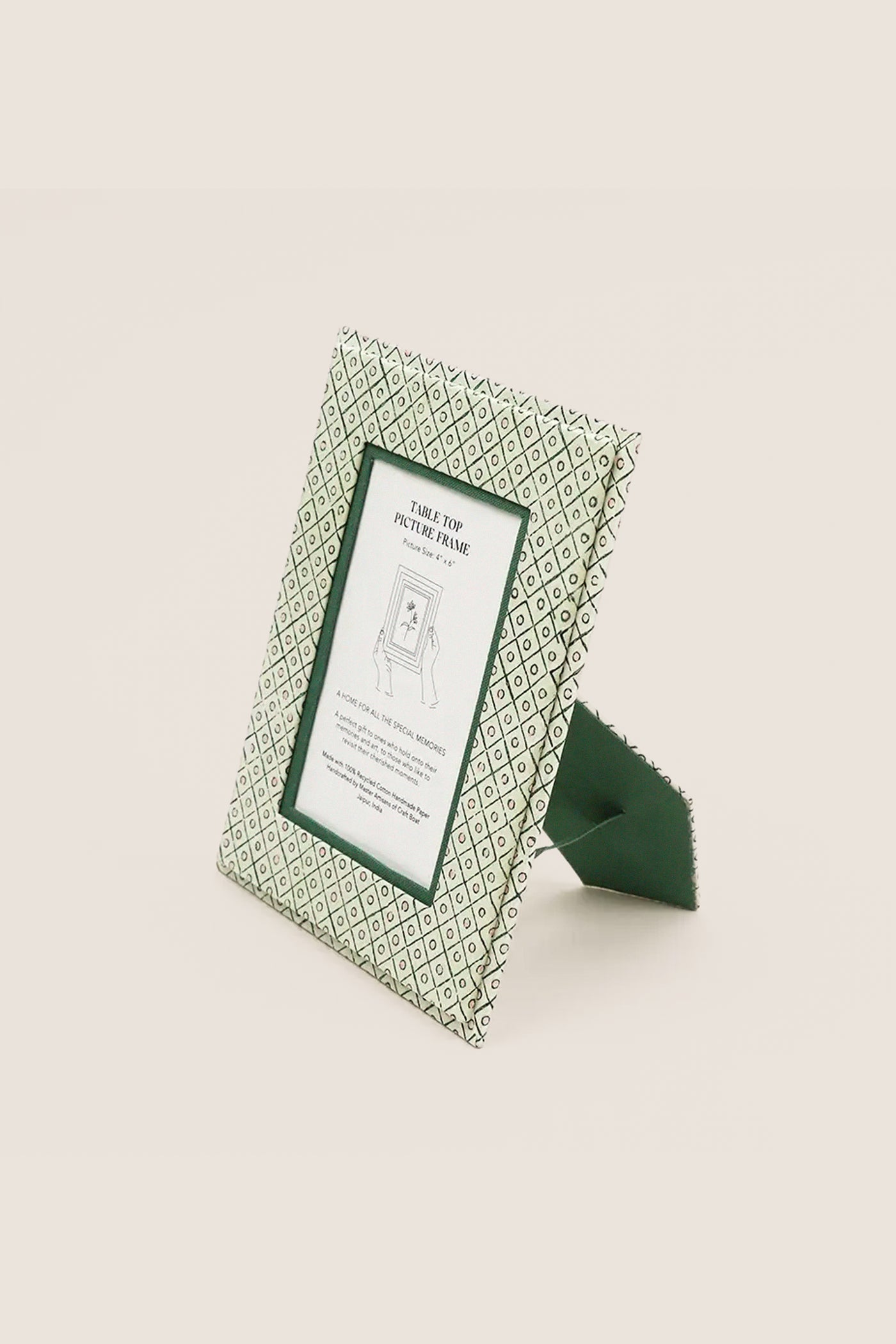 Dot and Grid Green Screen Printed Tabletop Picture Frame | Craft Boat