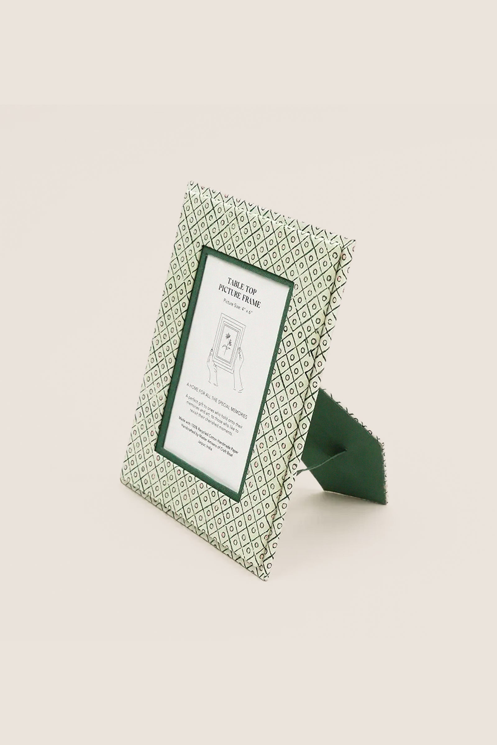 Dot and Grid Green Screen Printed Tabletop Picture Frame