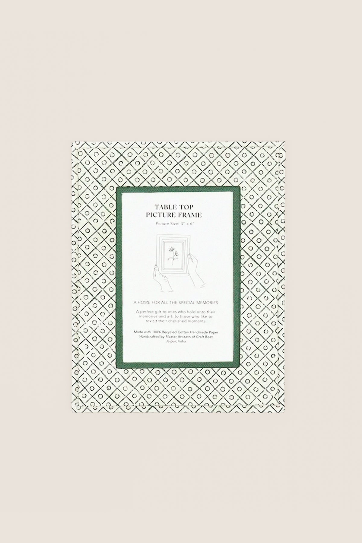 Dot and Grid Green Screen Printed Tabletop Picture Frame | Craft Boat