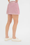 Red and Ivory Stripe Knit Olympia Short