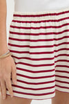 Red and Ivory Stripe Knit Olympia Short