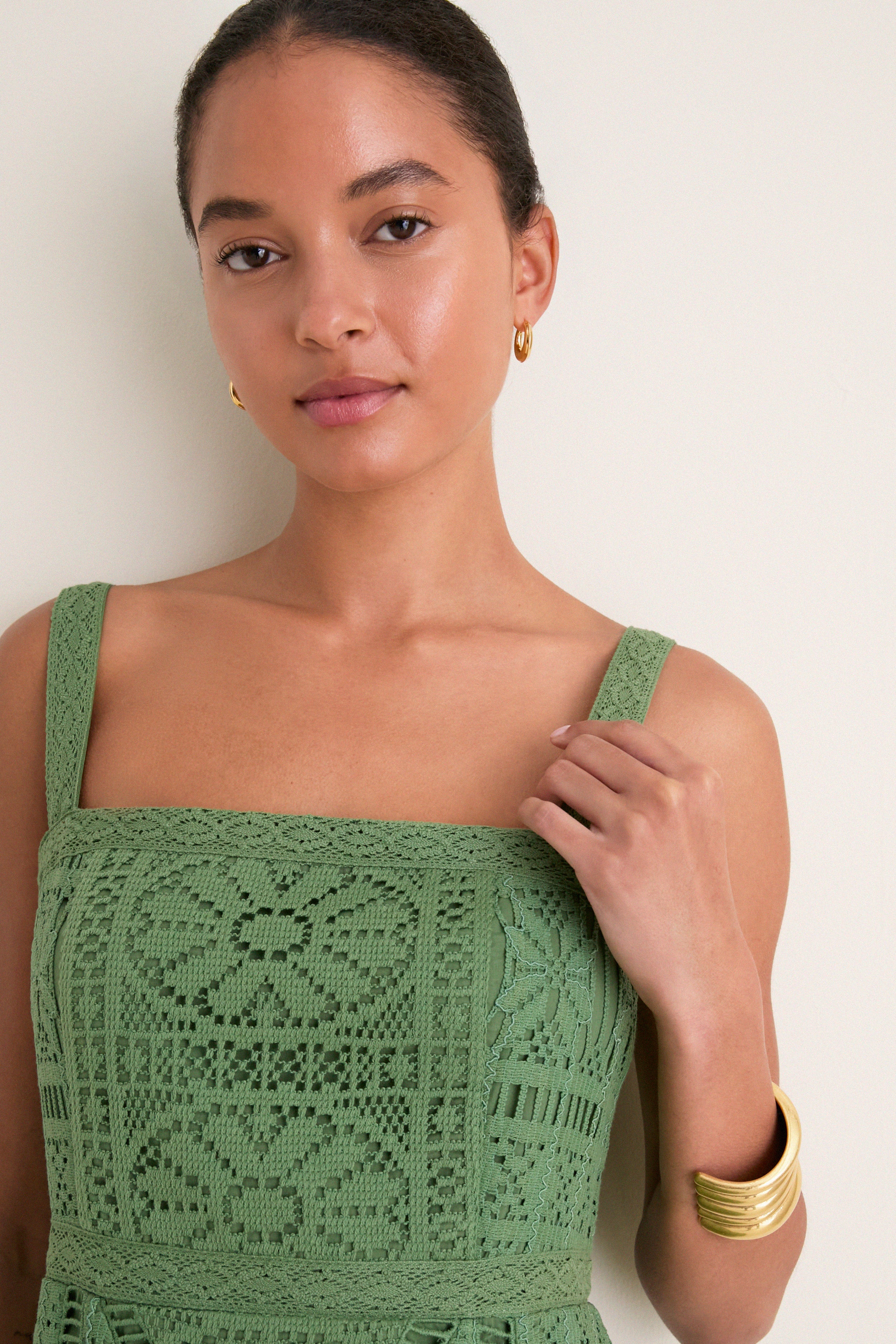 Pesto Lace Perrine Midi Dress