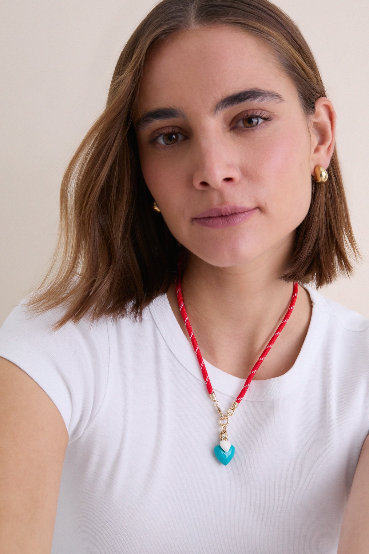 Beyond the Sea Happy Cord Mini Double Heart Necklace
