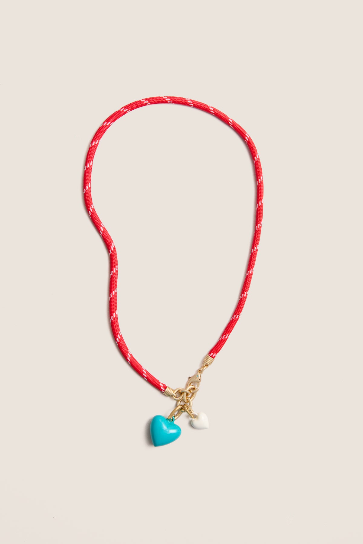 Beyond the Sea Happy Cord Mini Double Heart Necklace