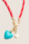 Beyond the Sea Happy Cord Mini Double Heart Necklace